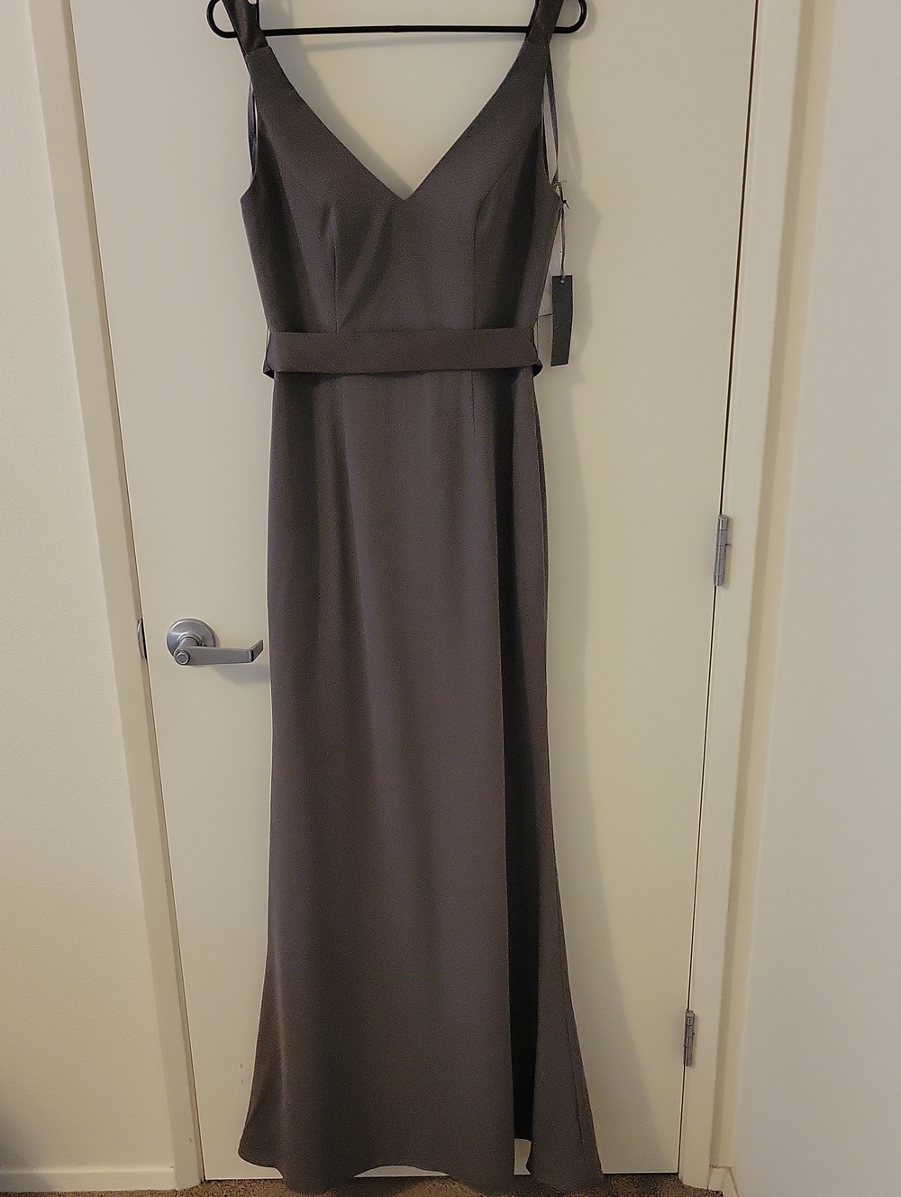 Vera Wang WHITE V-Neck Maxi Dress with Waistband